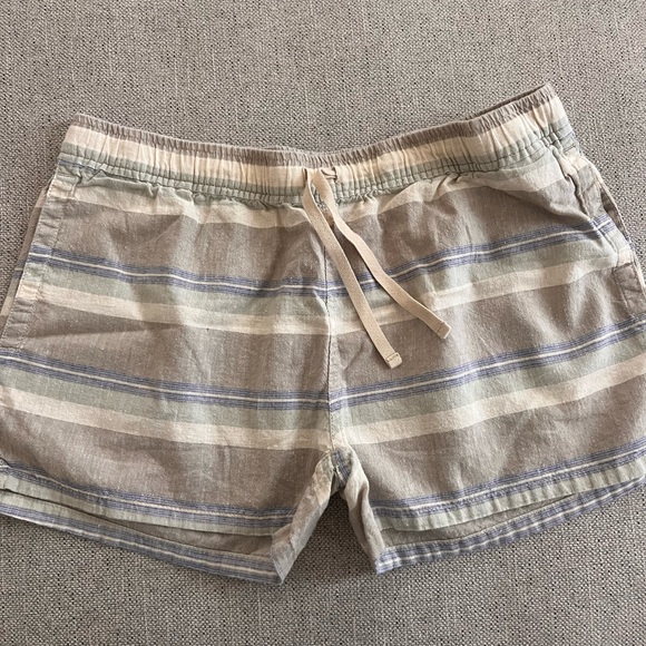 Patagonia Pants - Patagonia Striped Women's Shorts - Beige and Blue